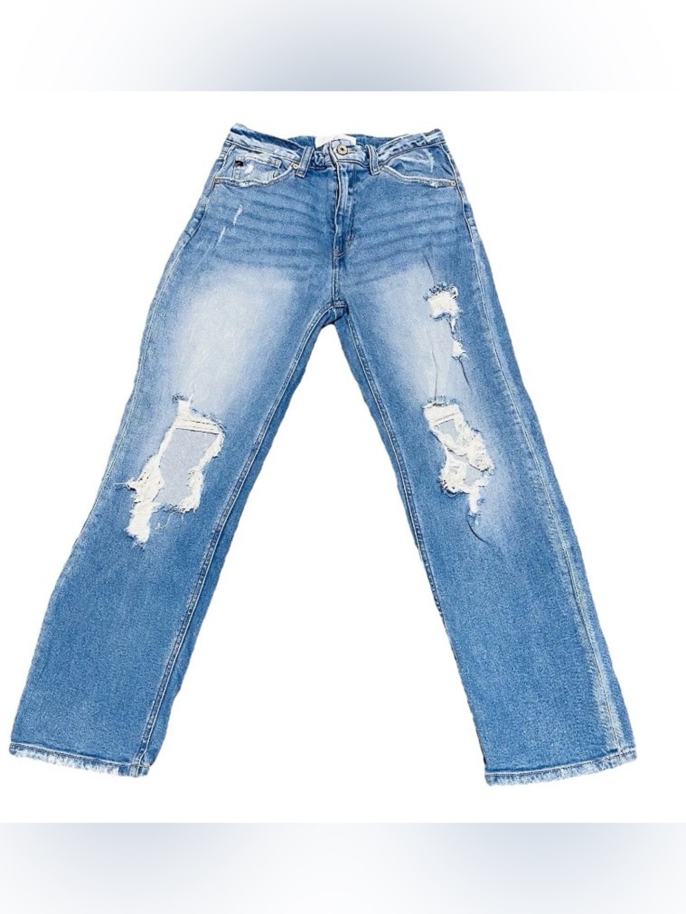 KanCan Light Wash High-Rise Jeans with Gold Stitching